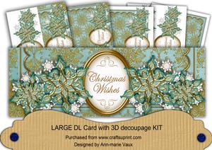 Dteal Gold Flake Christmas Wishes Large Dl Card Kit