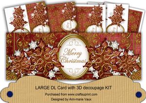 Dred Gold Flake Merry Christmas Large Dl Decoupage Card Kit