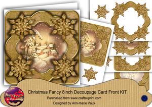 Snowy Village Gold Flake Fancy 8in Decoupage Cf Kit