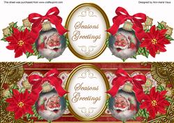 Father Christmas Bauble Seasons Greetings Large Dl Topper