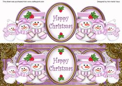Lilac Snowman Happy Christmas Large Dl Decoupage Topper