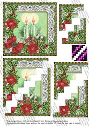 Candle Duo Poinsettia 5in Zig Zag Triangle Stacker