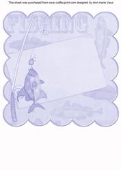 Pale Blue Fishing 8in Scallop Card Insert Panel Sheet