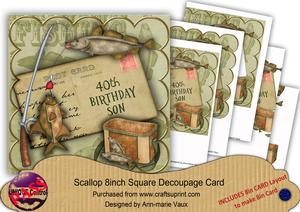 Fishing Olive 40th Birthday Son 8in Extreme Decoupage Cf Kit