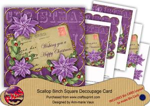 Purple Poin Happy Christmas 8in Extreme Decoupage Cf Kit