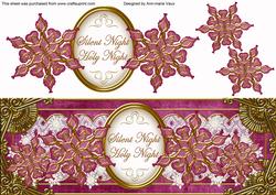 Cerise Goldflake Silent Night Large Dl Decoupage Topper