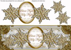 Silver Goldflake Silent Night Large Dl Decoupage Topper