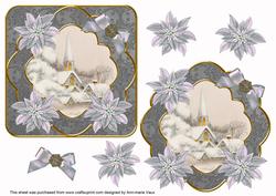 Ice Church Grey Poinsettia Fancy Decoupage Topper