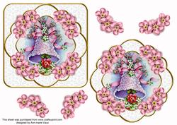 Wedding Bells Pink Lace Blossom Fancy Decoupage Topper