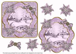 Snowscene Lilac Tone Poinsettia Fancy Decoupage Topper