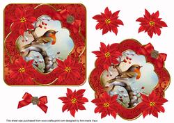 Red Robin Poinsettia Fancy Decoupage Topper