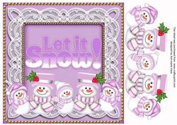 Lilac Snowman Let It Snow 8in Decoupage Topper