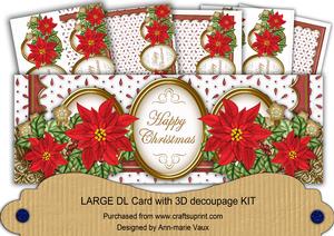Red Poinsettia Anglaise Happy Christmas Large Dl Card Kit