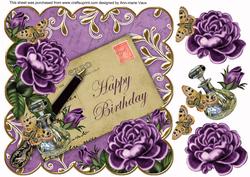 Purple Rose Happy Birthday 8in Scallop Step by Step