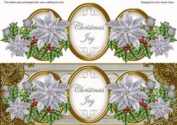 Silver Poinsettia Christmas Joy Large Dl Decoupage Topper