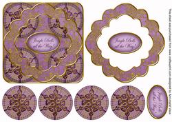 Purple Goldflake Jingle Bells 3D Rosette Decoupage Topper