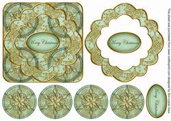 Mint Goldflake Merry Christmas 3D Rosette Topper