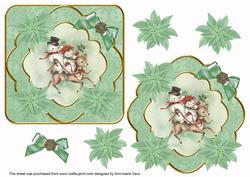Bambi Trio Green Poin Fancy Decoupage Topper