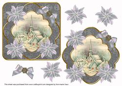 Grey Village Church Poin Fancy Decoupage Topper