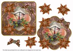 Bronze Lantern Poin Fancy Decoupage Topper
