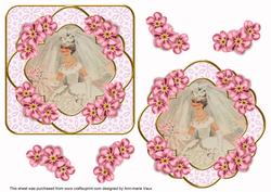 Blushing Bride Pink Blossom Fancy Decoupage Topper