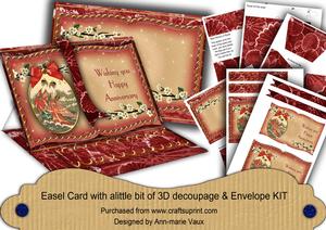 Oriental Ladies Red Happy Anniversary 3D Easel Book Kit