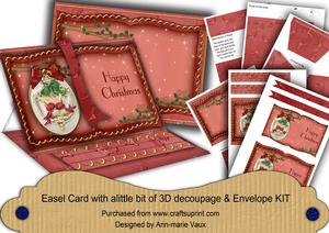 Red Lovebirds Happy Christmas 3D Easel Book Kit