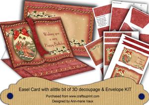 Oriental Ladies Red Happy Birthday 3D Easel Book Kit