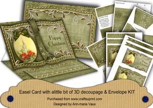Single Candle Olive Happy Christmas 3D Easel Book Kit