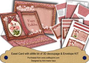 Pink Roses Happy Birthday 3D Easel Book Kit