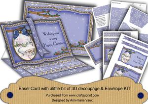 Blue Snowscene Happy Christmas 3D Easel Book Kit