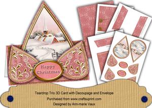 Pink Church Happy Christmas Teardrop Trio Kit