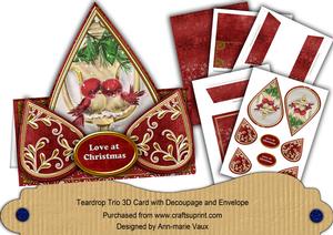 Lovebirds Red Love at Christmas Teardrop Trio Kit