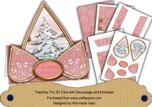 Pink Tree Happy Christmas Teardrop Trio Kit