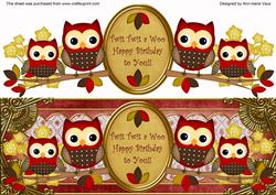Red Owls Twit Twit a Woo Dl Decoupage Topper