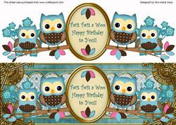 Blue Owls Twit Twit a Woo Dl Decoupage Topper