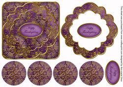 Dpurple Goldflake Happy Thanksgiving 3D Rosette Topper