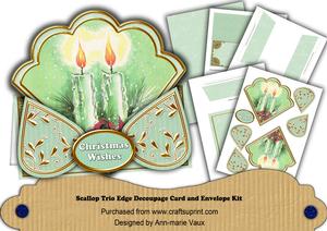 Candle Duo Mint Christmas Wishes Scallop Trio Kit