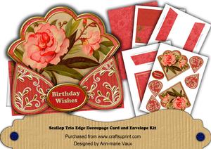 Oriental Peony Birthday Wishes Scallop Trio Kit
