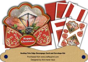 Lantern1 Red Happy Christmas Scallop Trio Kit