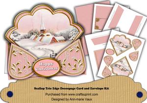 Pink Village Church Happy Christmas Scallop Trio Kit
