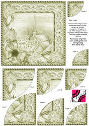 Village Church Olive Tone Poinsettia 6in Duo Corner Stacker