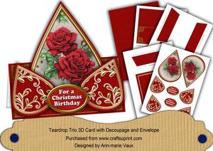 Red Roses Christmas Birthday Teardrop Trio Kit