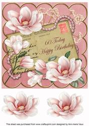 Pink Magnolia 60 Today 8in Decoupage Topper