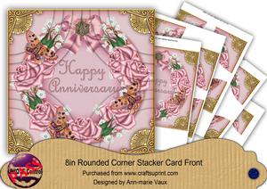Pink Rose Happy Anniversary 8in Round Corner Stacker Kit