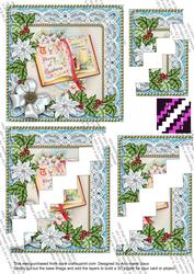Glory Book Blue Poinsettia 5in Zig Zag Corner Stacker