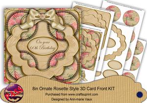 Cream Sweetpeas 60th Birthday 3D Rosette 8in Card Front Kit
