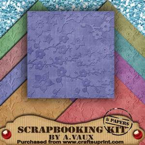 Cherry Blossom Mid Tone Embossed 8 Scrapbooking Papers Kit