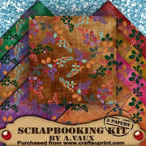 Oriental Ferns 2 Dark Vtea 8 Scrapbooking Papers Kit