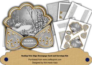 Winter Walk Silver Happy Christmas Scallop Trio Kit